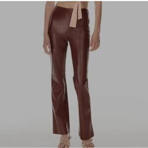 Wilfred Elaine Vegan Leather Flared High-rise Pants Brown Size 0